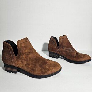 Sorel Golden Brown Suede Lolla Cutout Booties